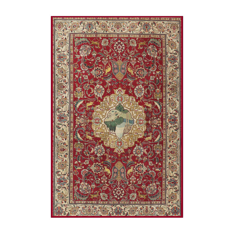 Tapis de style oriental rouge, Rectangle 4 pi x 6 pi