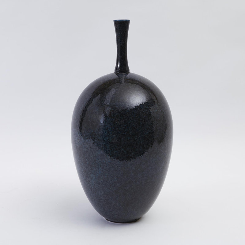 Small Celestial Dark Teal Ceramic Ovoid Vase
