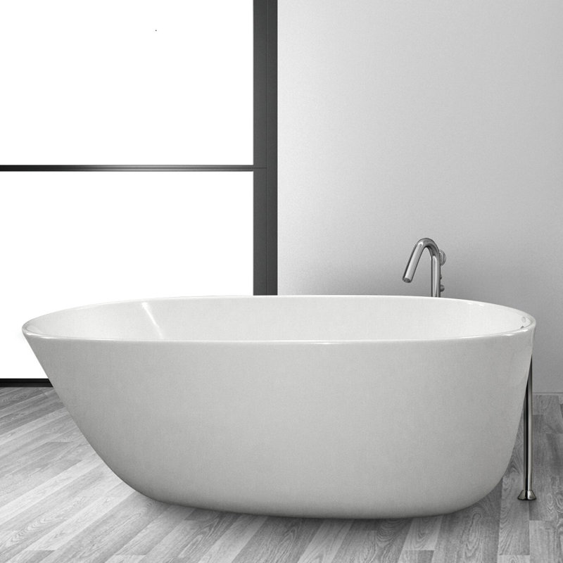 Daniela 58'' x 30'' Soaking Bathtub, White, Bone