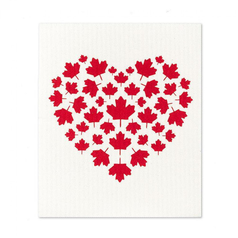 Set Of 2 Canada Flag & Heart Dishcloth