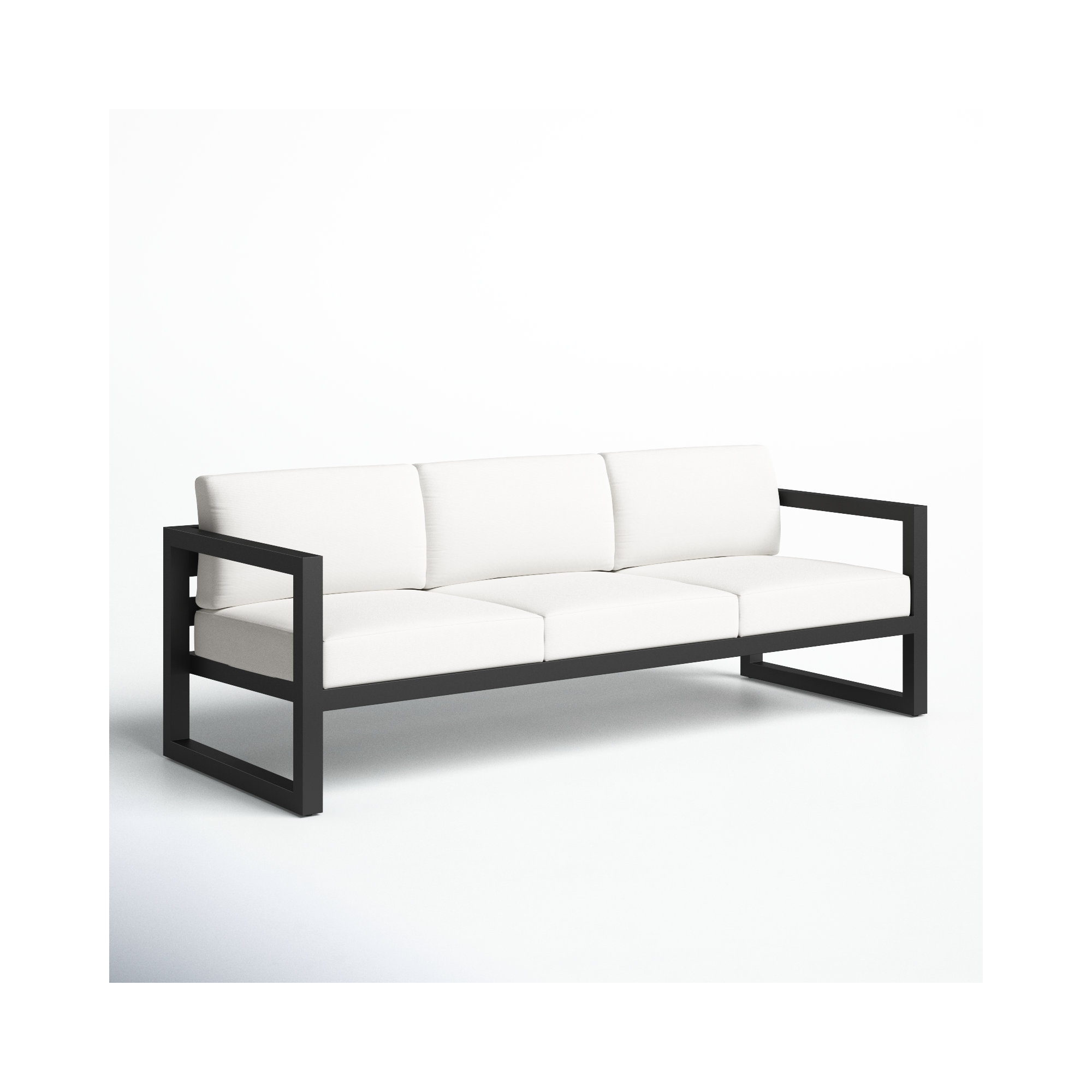Smith 84" Outdoor Sofa with Sunbrella® Cushions, Canvas Natural, Black