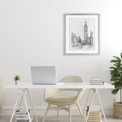Croquis de paysage urbain parisien, reproduction sous verre, conception par Ethan Harper