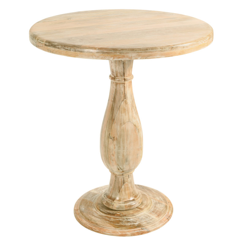 Jenna Pedestal Bar Table In Coastal Natural Finish On Mango Solid Wood