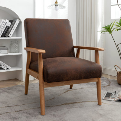 Fauteuil de style moderne Mid-Century de 25,38 po de largeur, brun