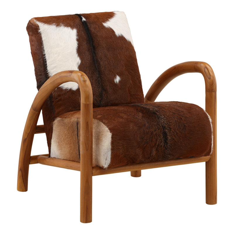 Chaise d'appoint Charlton, Cuir véritable brun et blanc, Brun