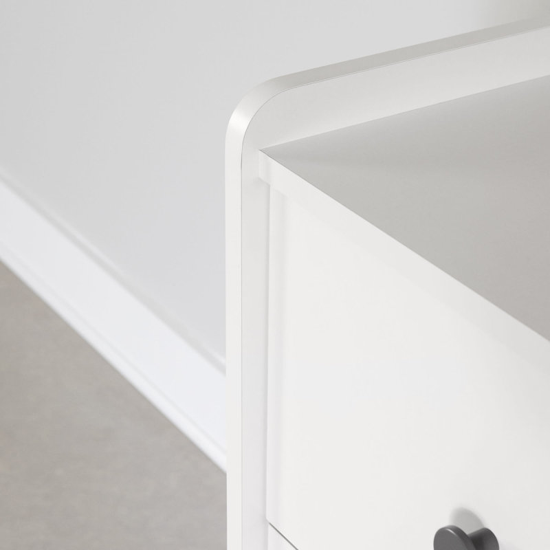 Soft Gray and White 1-Drawer Scandinavian Nightstand