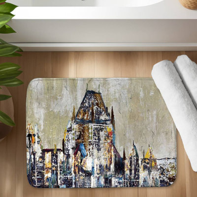 Abstract château frontenac Bath Mat with Non-Slip Backing - Quick Dry Memory Foam Bathroom Rug - Absorbent - Modern Plush Spa-Style - Machine Washable