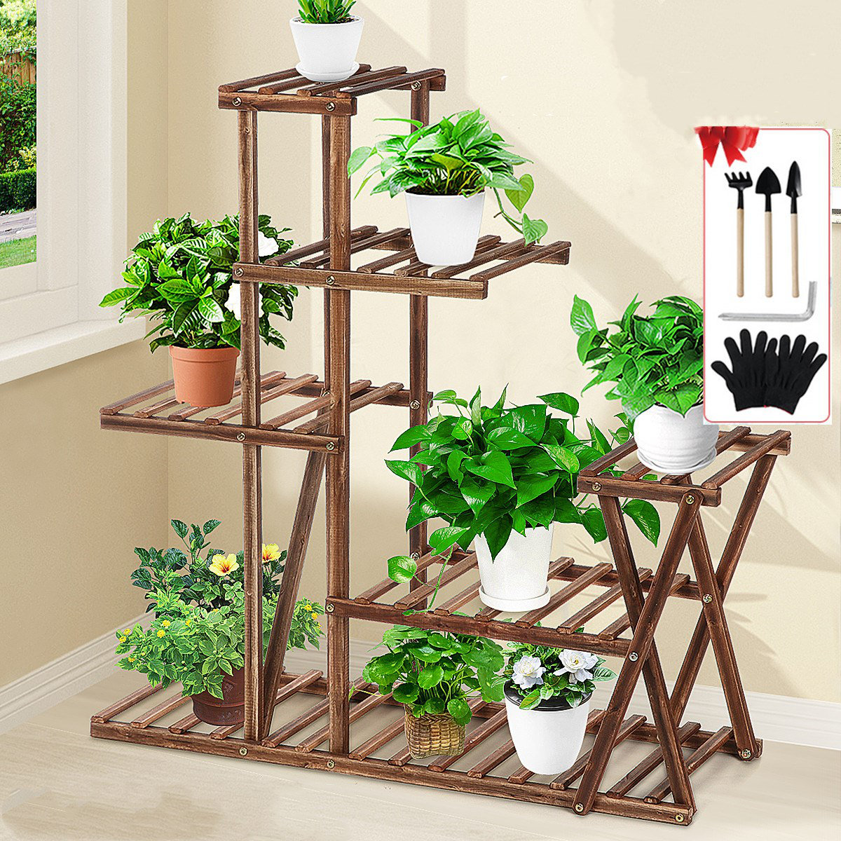 Arlmont & Co. Fiddlewood Rectangular Multi-Tiered Plant Stand | Wayfair