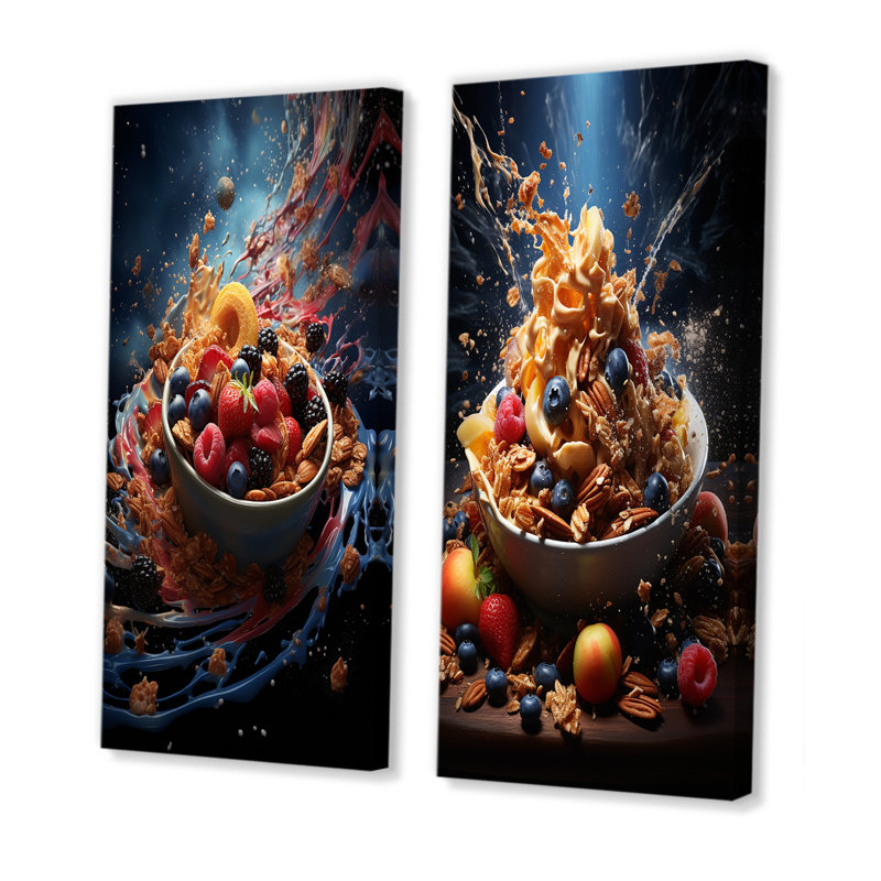 Granola galaxie - ensemble de 2 impressions sur toile déjeuner, Toile tendue, H 32 po x l 33 po