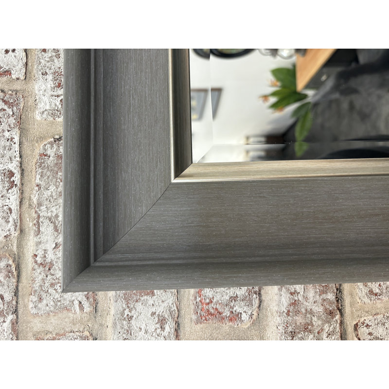 Panos Rectangle Mirror, 85cm x 65cm, Light Grey and Silver Trim