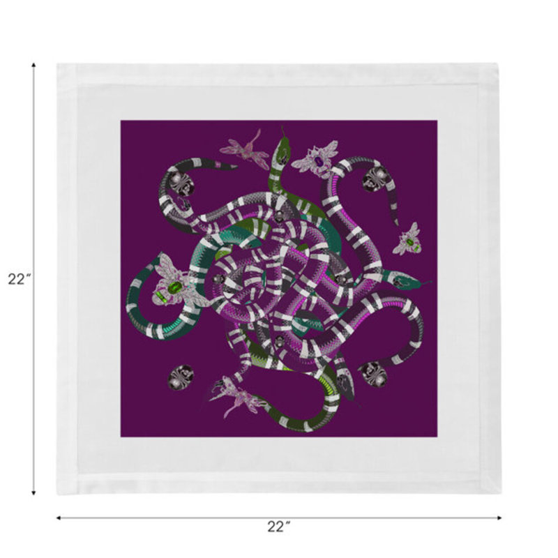 Ouroboros Cotton Blend Square Napkins, Purple