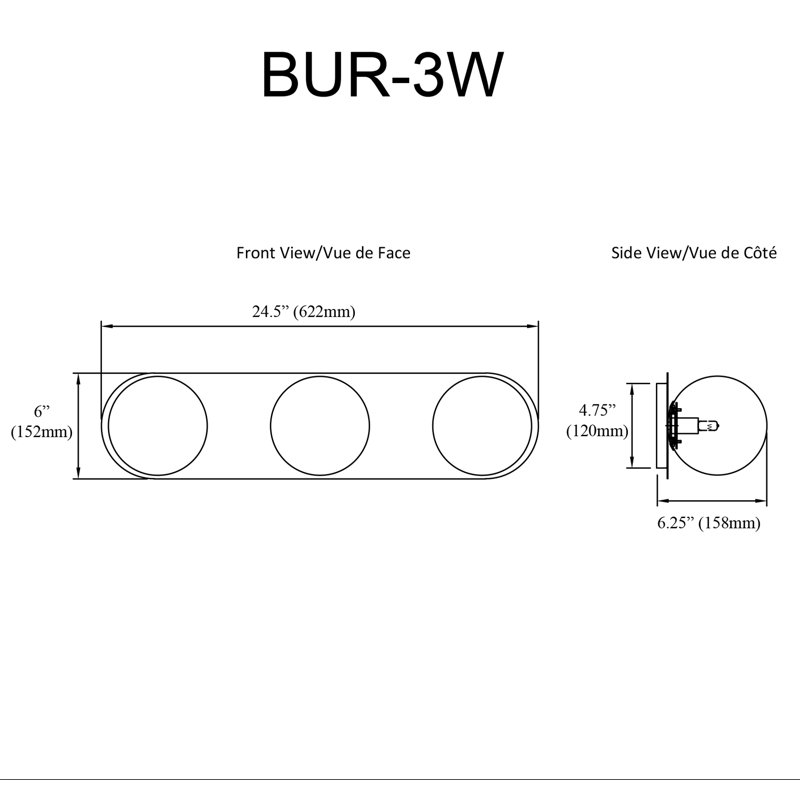 Burlat 3-Light Vanity Light, Clear, Aged Brass