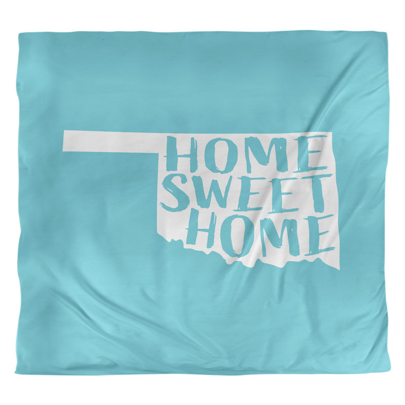 Housse de couette Home Sweet Oklahoma, Housse de couette pour très grand lit, Bleu sarcelle, Microfibre