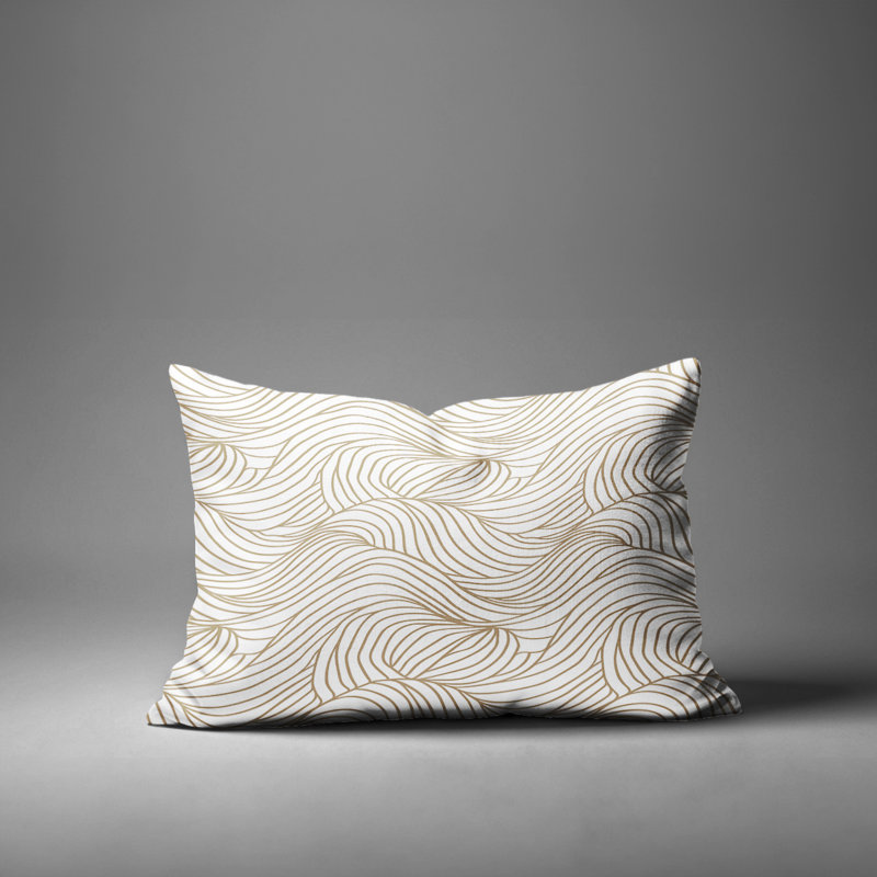 Barnon Abstract Outdoor Reversible Throw Pillow, Beige, 14"H x 20"W