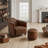 Archer 16.14"W Tufted Full-Grain Genuine Leather Upholstered Round Ottoman Footrest Pouf-737218435