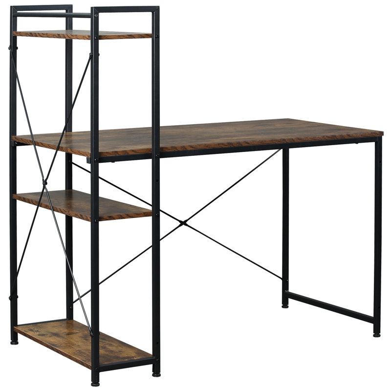 Gomes Computer Desk, Rustic Brown/Black