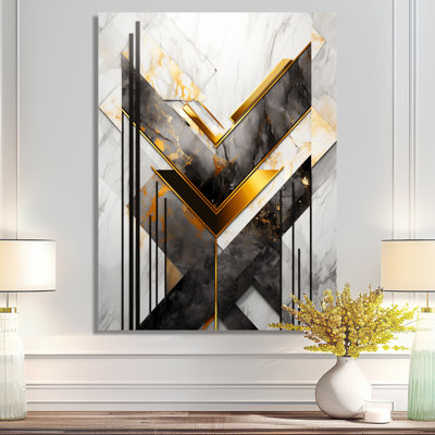 Golden Triangular Chevron - Geometric Wall Art
