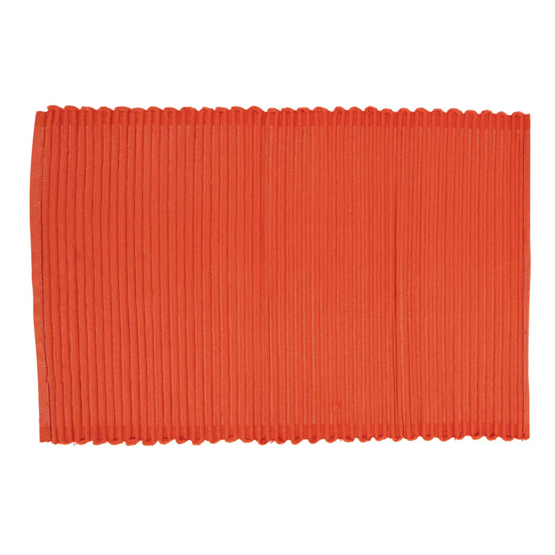 Orange Ribbed Cotton Rectangular Placemats Set of 4