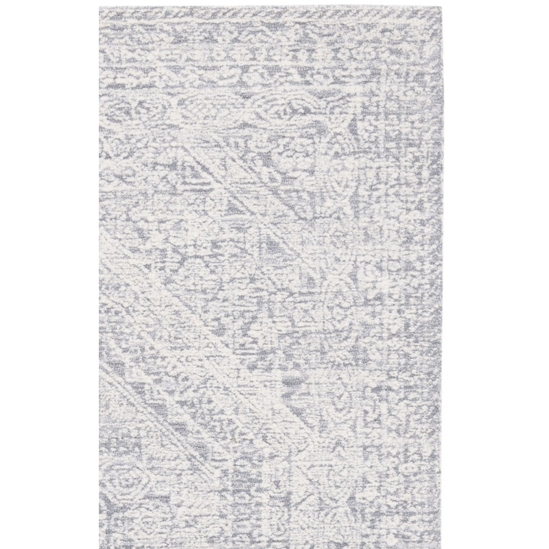 Tapis oriental gris en laine / coton touffeté à la main Metro, Rectangle 4 pi x 6 pi