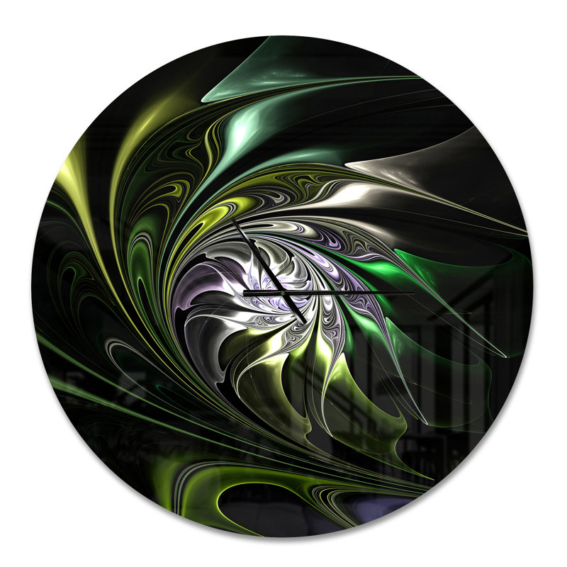 Vitrail multicolore vert - horloge murale moderne, Surdimensionné