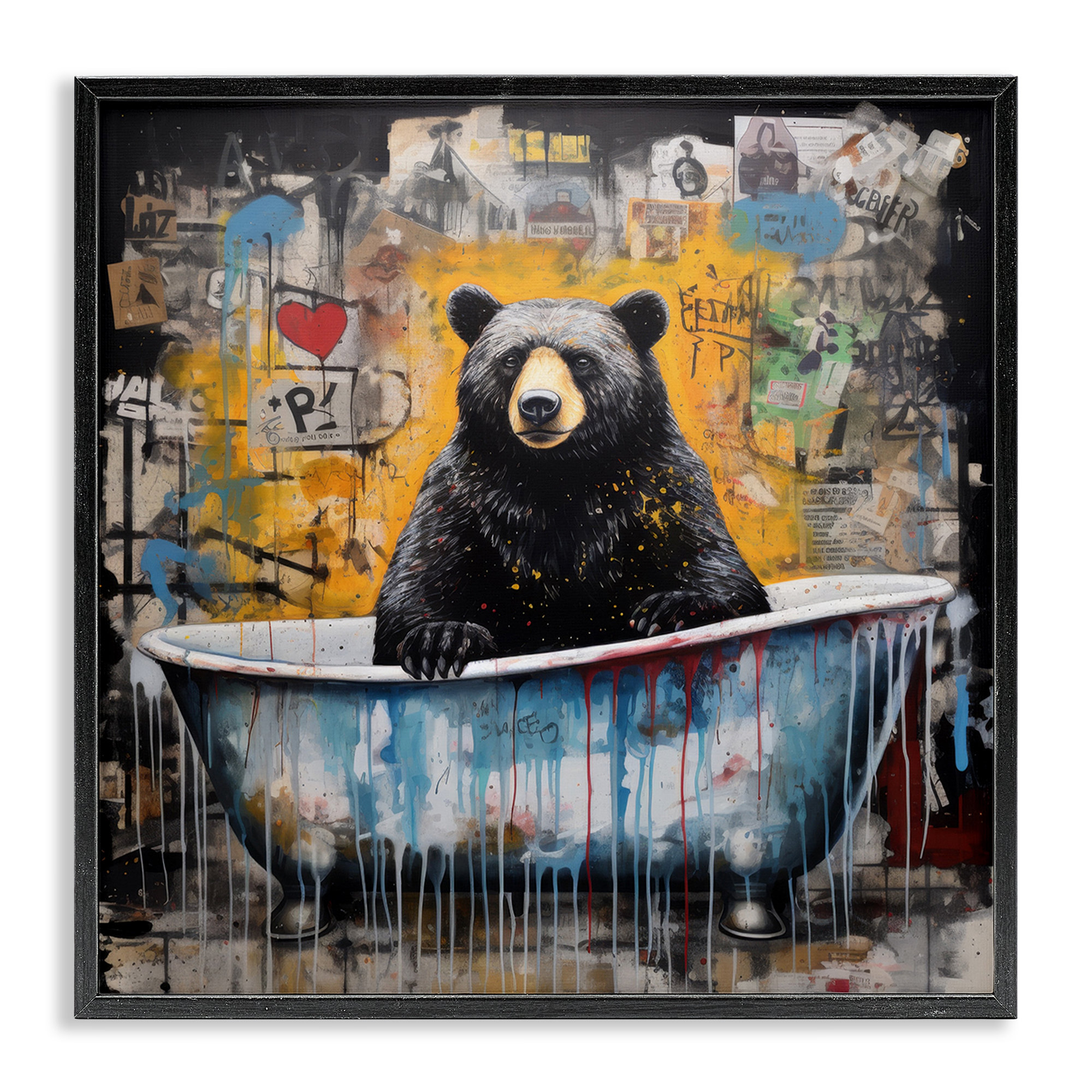 Trinx Graffiti Bathing Bear Giclee Art by Lazar Studio | Wayfair