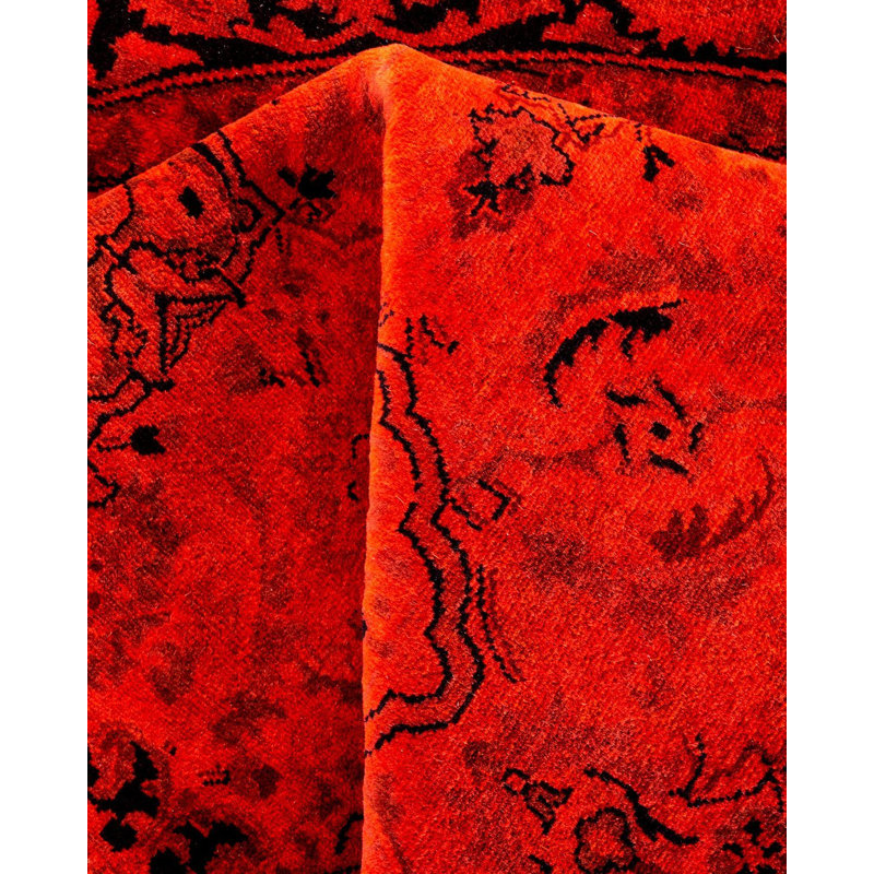 Tapis noué à la main Mazarine, unique en son genre - rouge