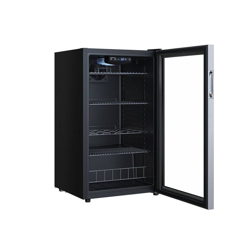 Stainless Steel 105-Can Beverage Cooler with Reversible Glass Door