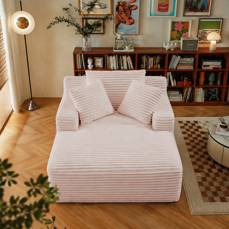 Chaise longue surdimensionnée en chenille de 67 po à assise profonde et nuage avec coussins, canapé de lecture moderne pour le salon