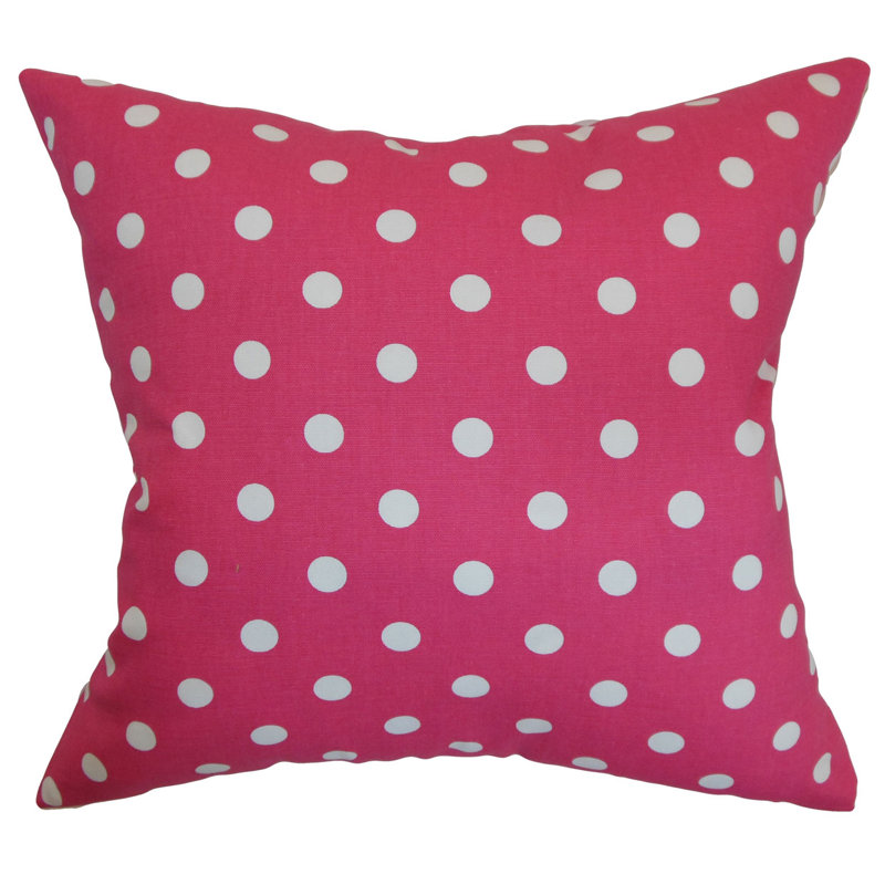 Coussin 18 x 18 à pois noir et blanc, Fuchsia / White, 22" x 22"