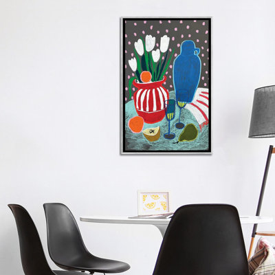 Tulipes à la table tranquille - reproduction d'art murale - toile encadrée
