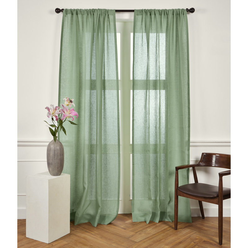 Sheer Curtain with Rod Pocket, 52" W x 84" L, Aspen Green