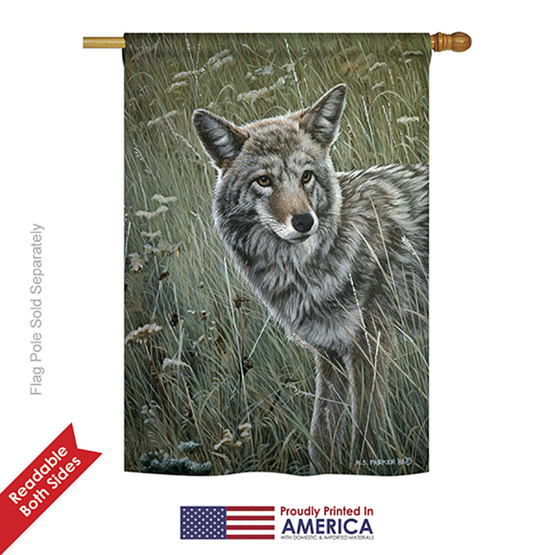 Polyester 40 x 28 po coyote 2 côtés drapeau maison