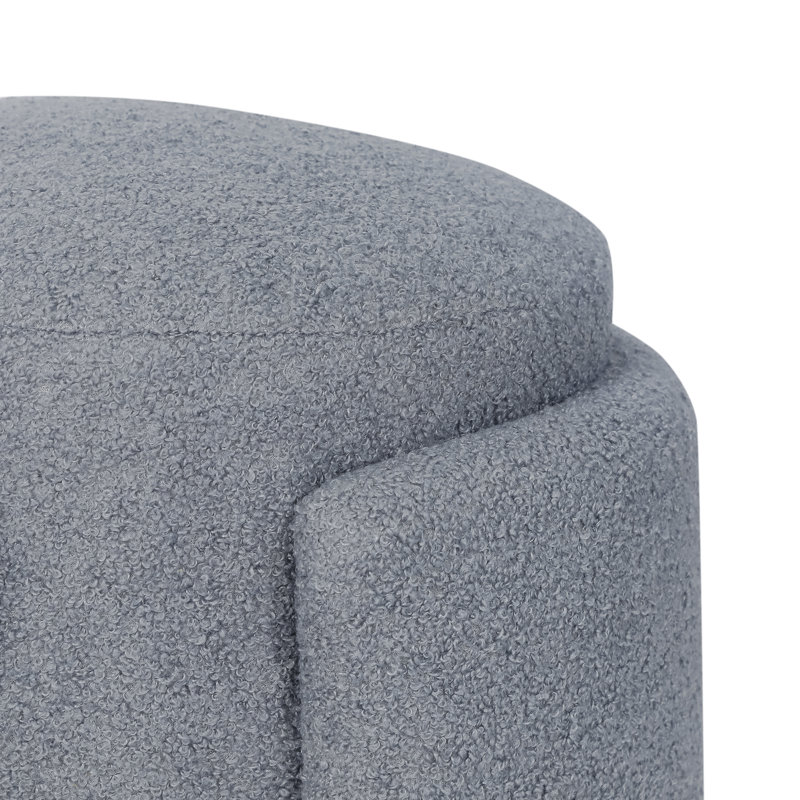 Nowata Teddy Fleece Boucle Upholstered Ottoman Stool, Gray