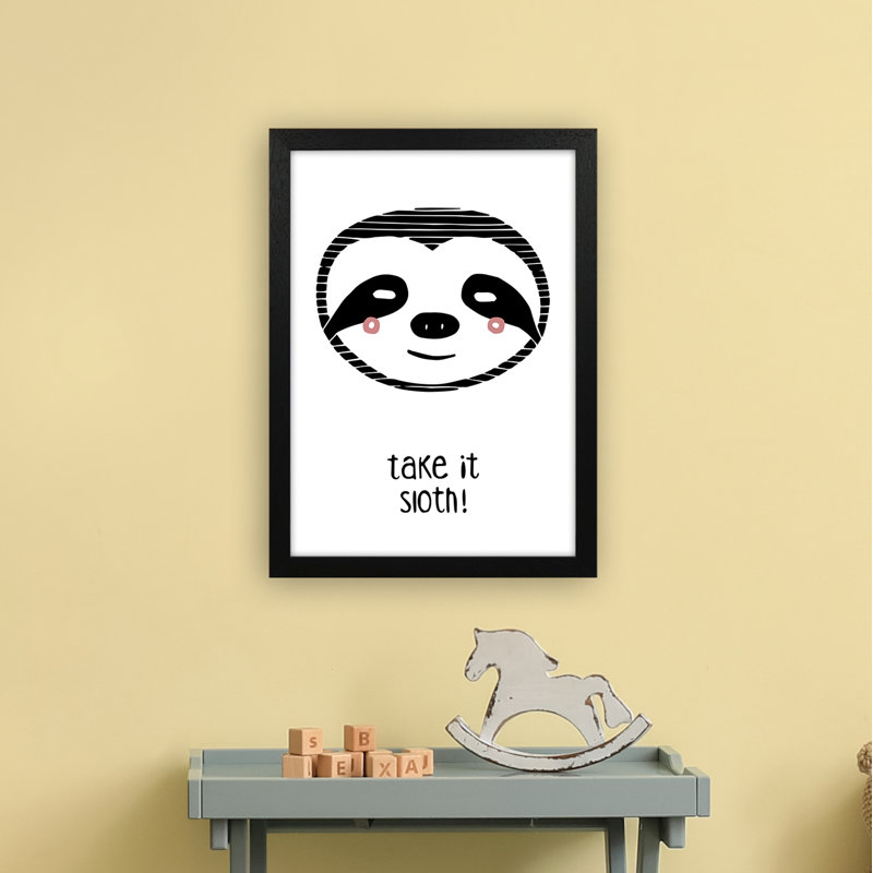 Sloth by Miniofmine - Print, Brown Framed, 46cm H x 34cm W x 3cm D