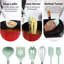 Ensemble 28 ustensiles de cuisine en silicone 28 pièces, en acier inoxydable, résistant à la chaleur antiadhésif, vert clair