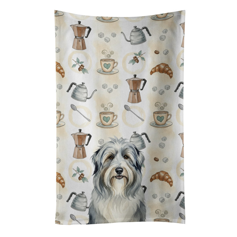 Bearded Collie Coffee Bar Kitchen Towel, Bearded Collie