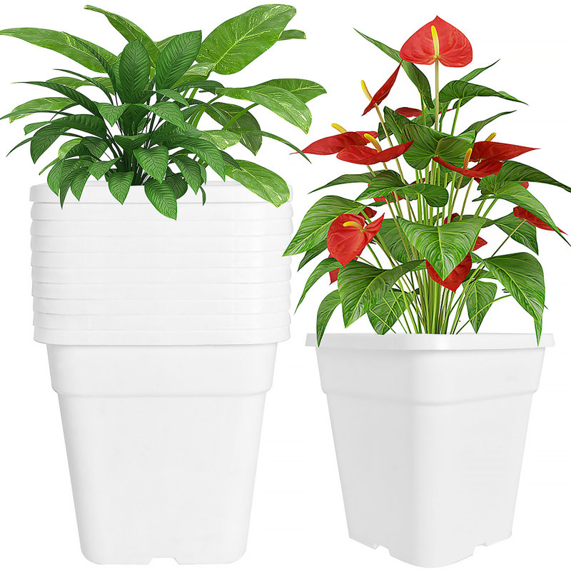 10pcs 2-Gallon Square Plastic Flower Pots Suitable For Indoor And Outdoor Flower Planting, Reusable, Essential Tool For Gardening Enthusiasts