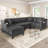 Grey 115.7" Corner U-Shaped Sectional Living Room Couch with Built-in Amenities-1923848426
