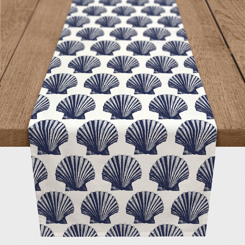 Chemin de table géométrique Amaya, L 90 po x l 16 po, Bleu marine