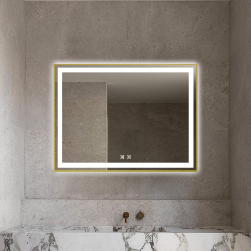 Jahna Aluminum Rectangle Mirror, 34.125" x 26.13", Gold