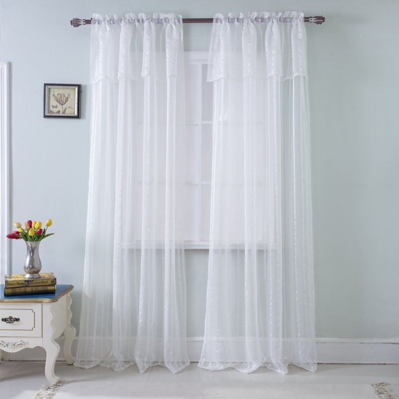 Panneau de rideau transparent avec passe-tringle Cangelosi, Blanc