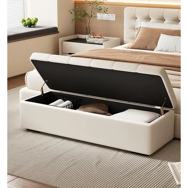 Repose-pieds rectangulaire avec rangement de couleur vive