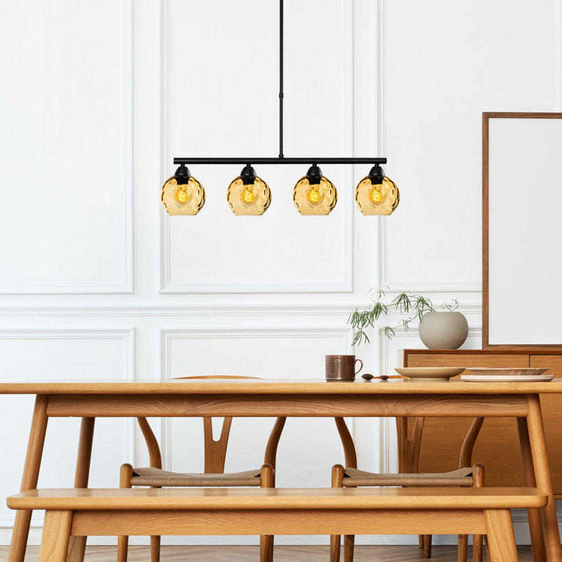 Stunning Yellow & Black Chandelier, Metal Body, 31.5 x 5.9 x 31.5 inches | 4 x E27 Max 40W Sockets (Bulbs Not Included) | Elegant Design for Living Room, Dining Room & Entryway | IP20 Rated, Durable & Stylish Lighting