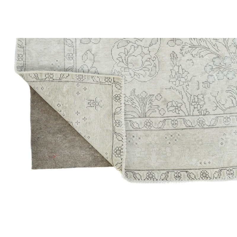 Tapis oriental délavé à la main à motif floral beige antique 6 pi 5 po x 10 po Dettmer