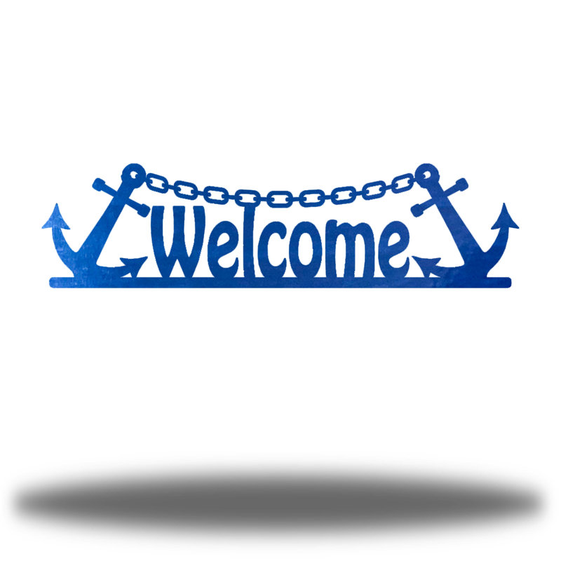 Décoration murale Welcome Anchor, H 3 po x l 12 po x P 0,01 po, Bleu
