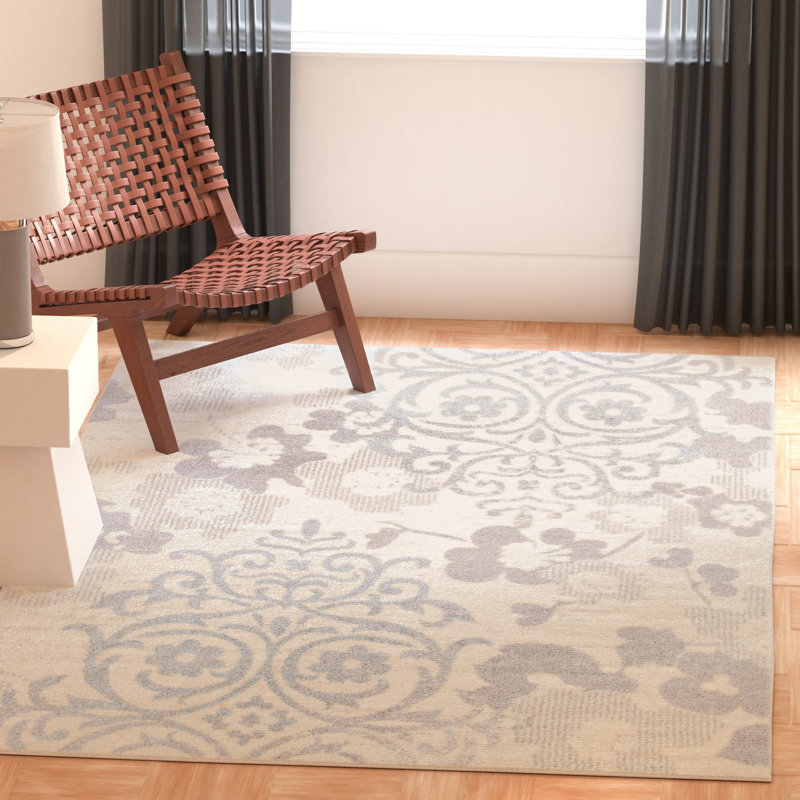 Samsel Performance Floral Rug, Rectangle 5'5" x 7'7"
