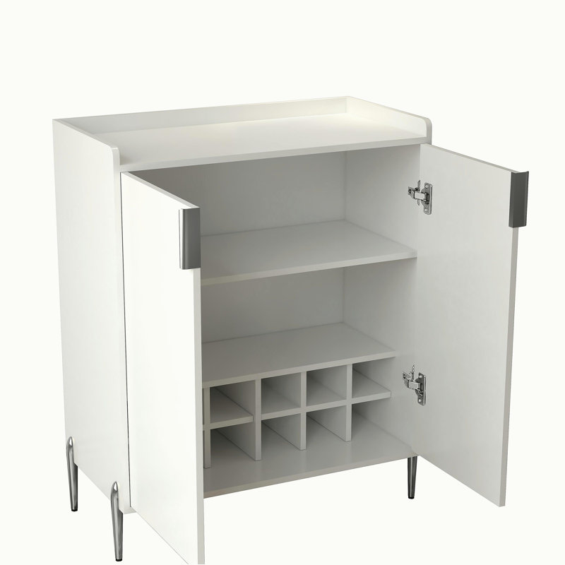 Armoire de bar à vin à 2 portes avec porte-bouteilles et tablette de rangement réglable, buffet moderne avec charnière à fermeture en douceur, armoire de buffet de salle à manger, armoire à vin
