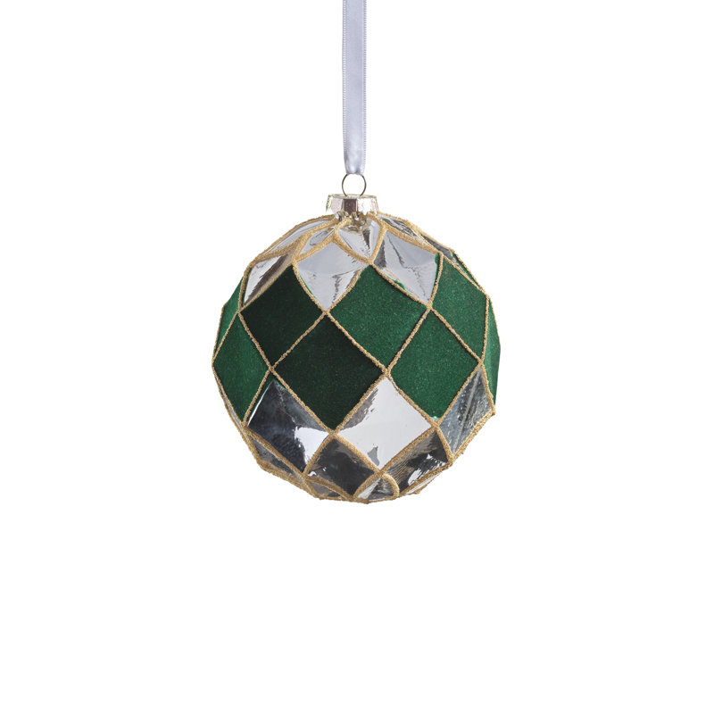 Ornements en verre 4,75 "Messina Verde, ensemble de 4