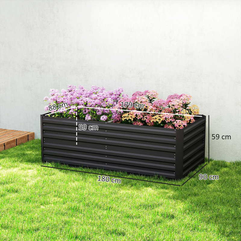 Raised Garden Bed, 59cm H x 180cm W x 90cm D, Black