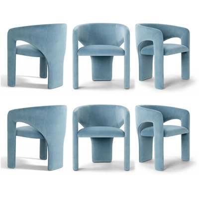 Ensemble de 6 chaises de salle à manger modernes en velours avec accoudoirs rembourrés
